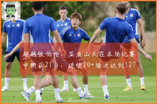 超越张伯伦，亚历山大在本场比赛中斩获21分，连续20+场次达到127场